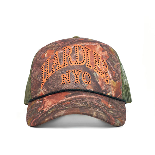 NYC Rhinestone Pre Curve Trucker Hat - Realtree